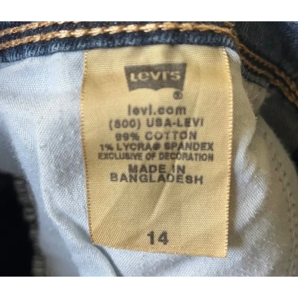 Levis 515 Womens Bermuda Shorts Dark Wash Denim Stretch Flap Pocket Size 14